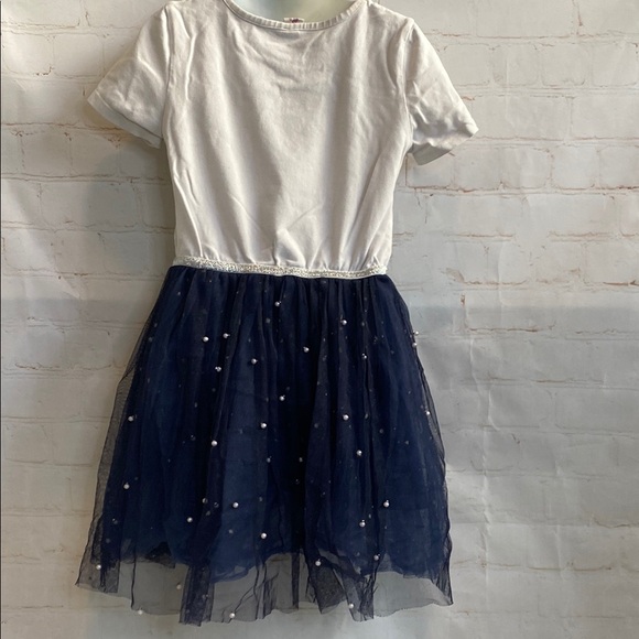 Sunny Fashion Girls Outer Space T-Shirt Dress with Navy Tulle Skirt - Picture 4 of 7